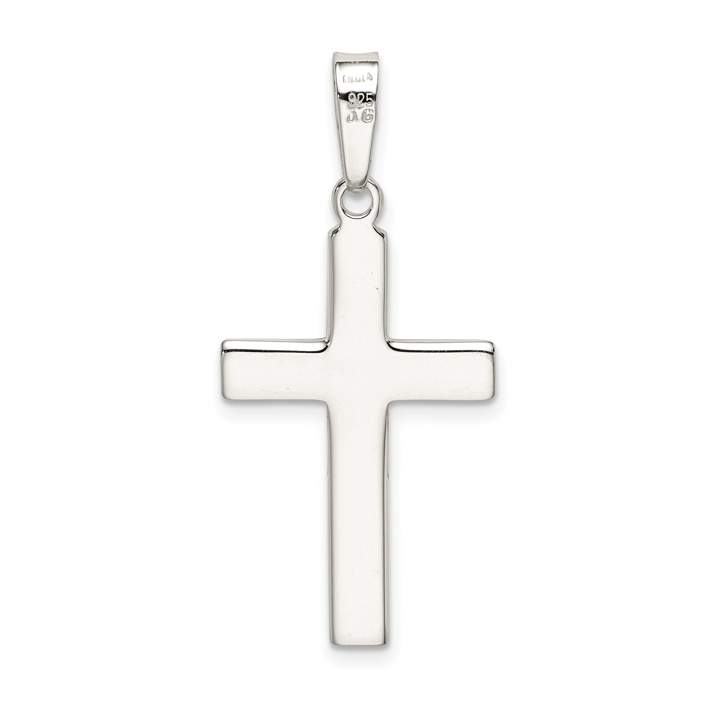 Sterling Silver 925 Polished Cross Pendant with Anti-Tarnish Finish