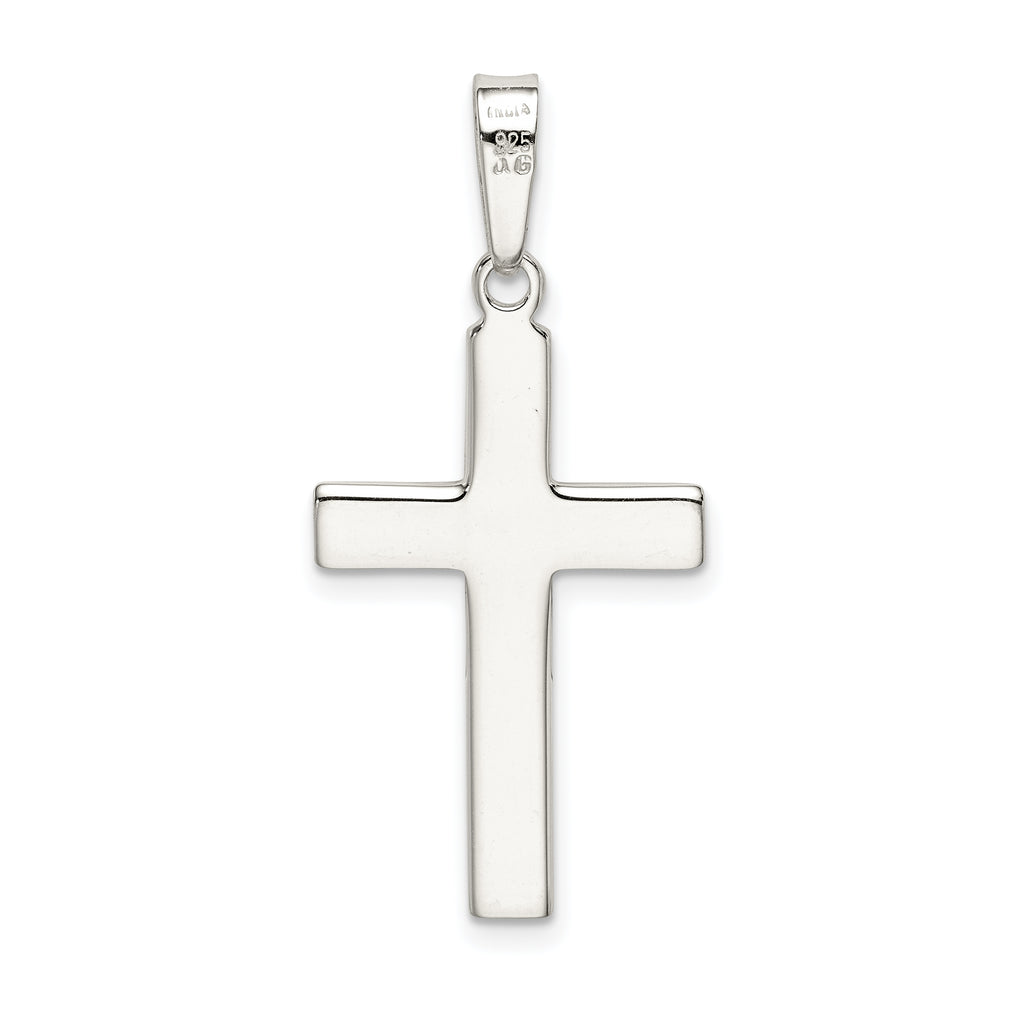 Sterling Silver 925 Polished Cross Pendant with Anti-Tarnish Finish