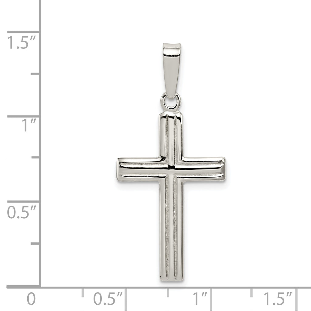 Sterling Silver 925 Polished Cross Pendant with Anti-Tarnish Finish