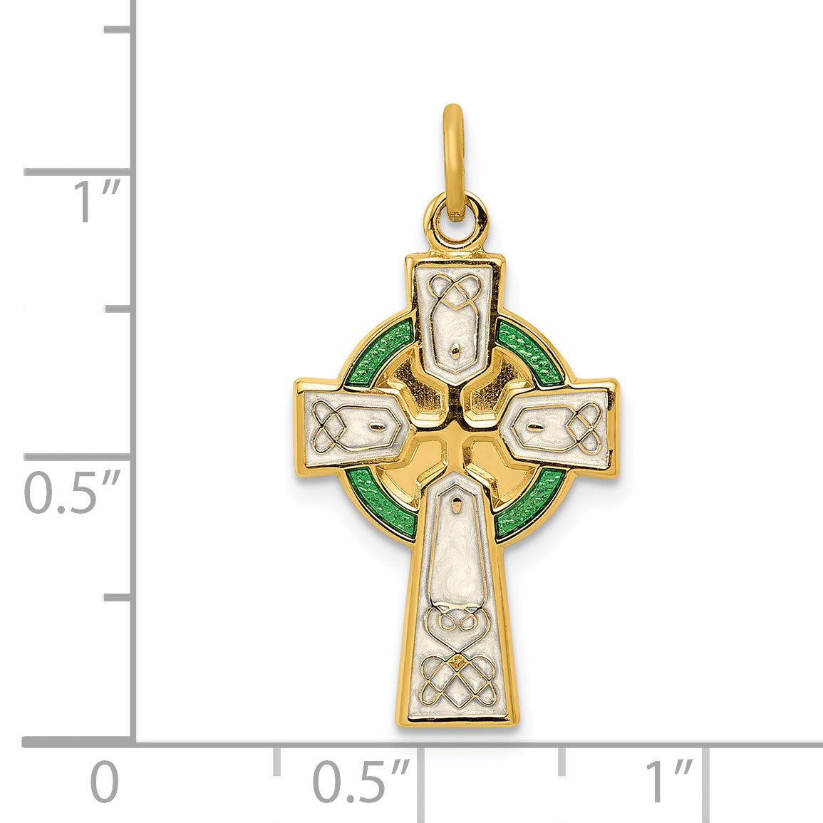 Sterling Silver Gold-Accented Cross Pendant with Polished Rhodium Finish