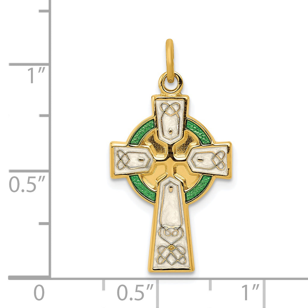 Sterling Silver Gold-Accented Cross Pendant with Polished Rhodium Finish