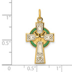 Sterling Silver Gold-Accented Cross Pendant with Polished Rhodium Finish