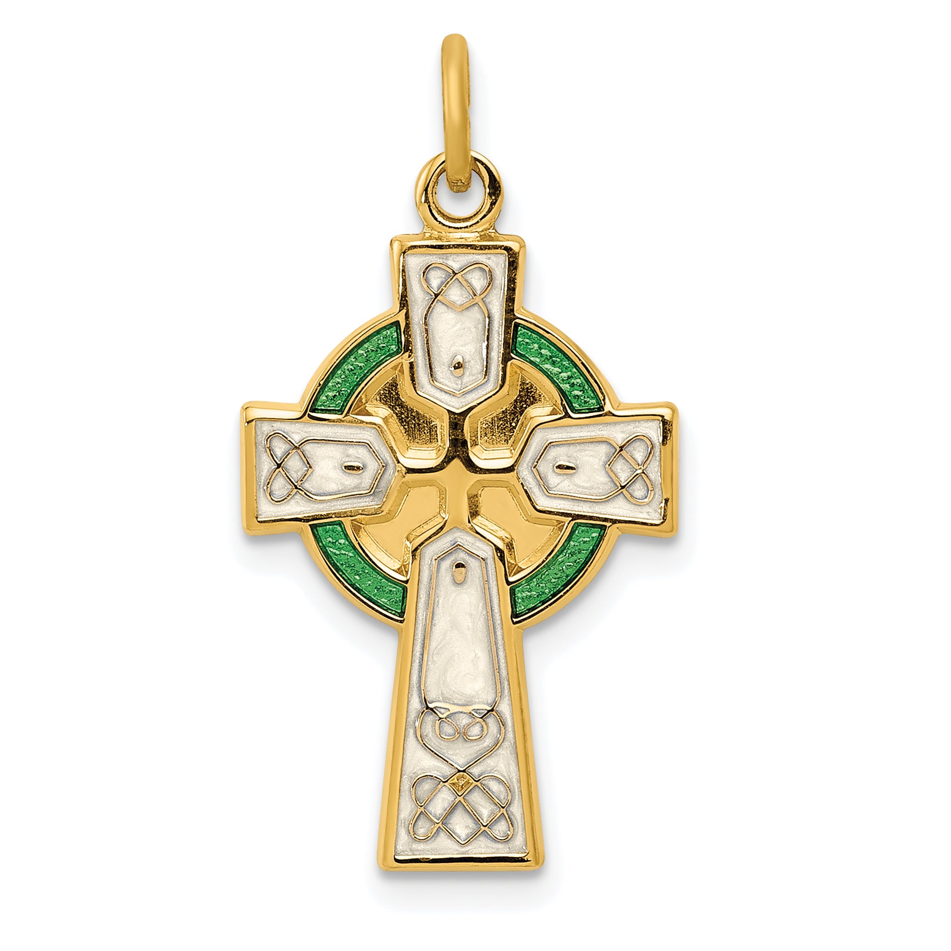 Sterling Silver Rhodium-plated Polished/Gold-plated Epoxy Cross Pendant Main image