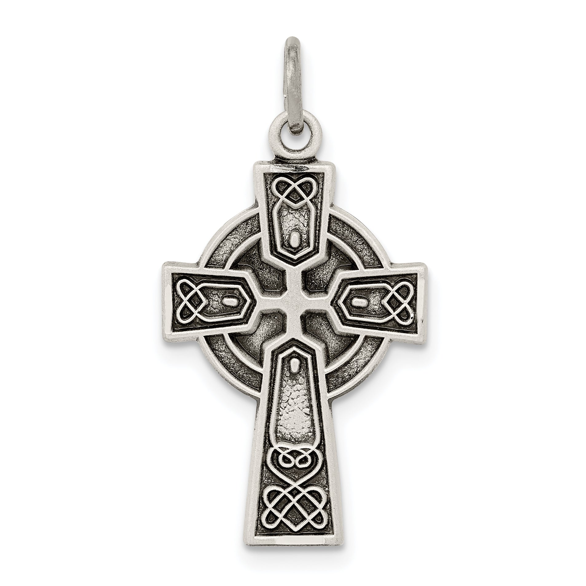 Sterling Silver Antiqued Satin Celtic Cross Pendant Main image