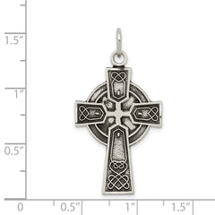 Sterling Silver 925 Irish Cross Pendant with Antiqued Satin Finish