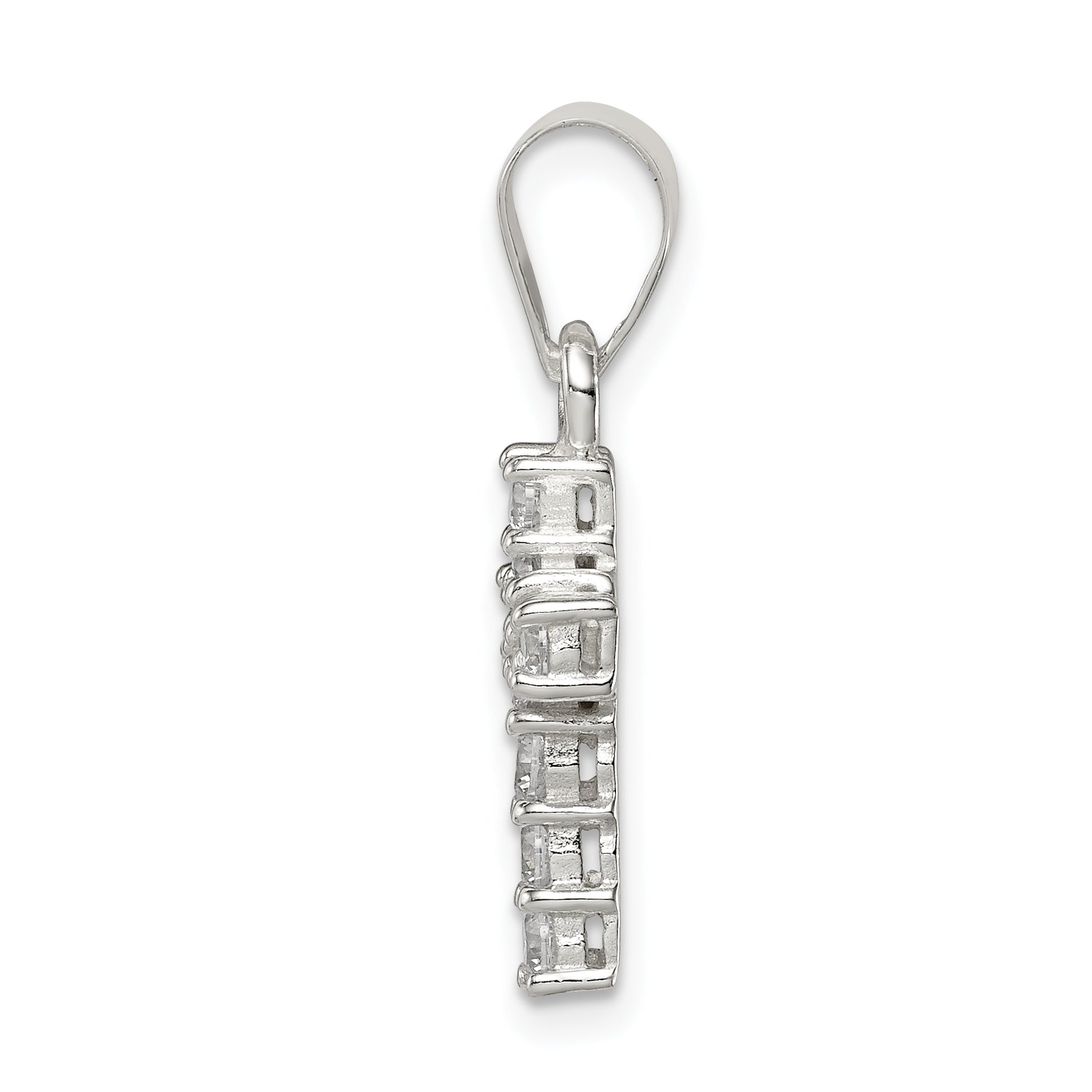 Sophia Jewelers Sterling Silver CZ Cross Pendant with Polished Finish