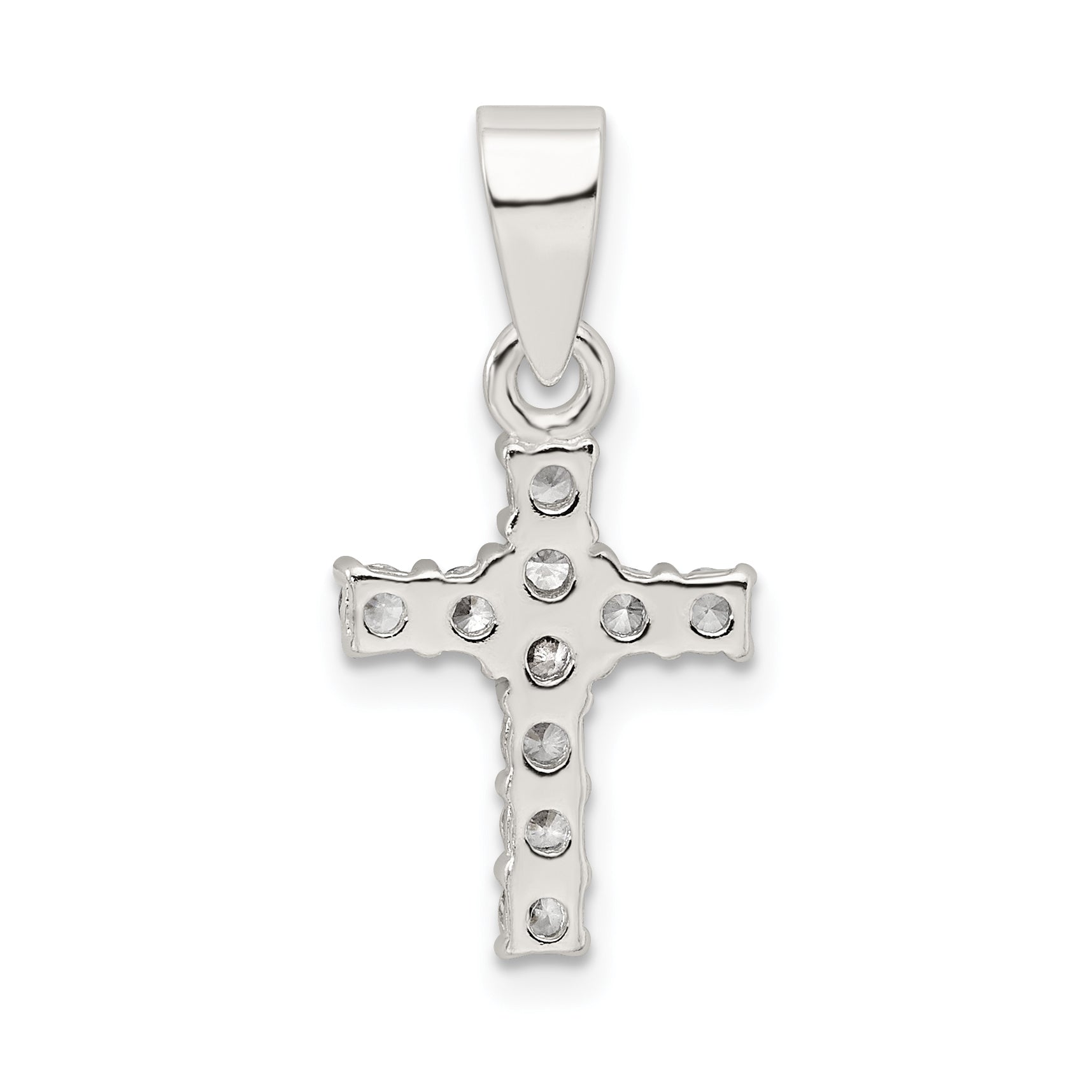 Sophia Jewelers Sterling Silver CZ Cross Pendant with Polished Finish