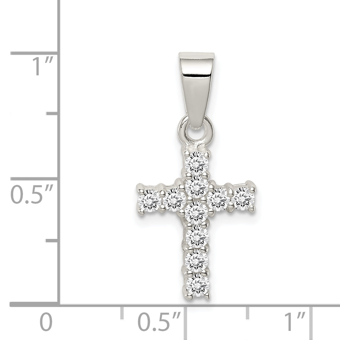 Sophia Jewelers Sterling Silver CZ Cross Pendant with Polished Finish