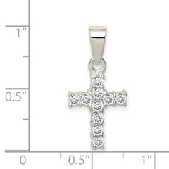 Sophia Jewelers Sterling Silver CZ Cross Pendant with Polished Finish