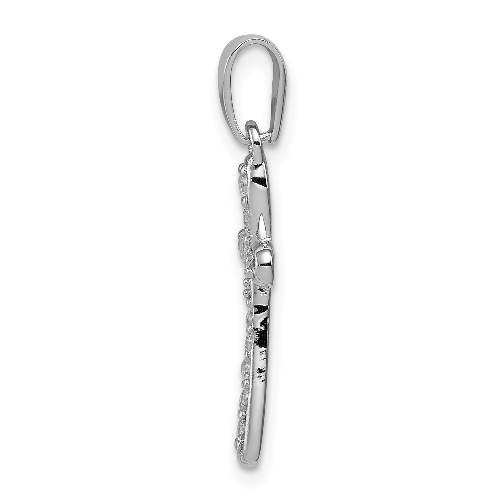 Sophia Jewelers Sterling Silver CZ Cross Pendant with Rhodium Finish Elegance