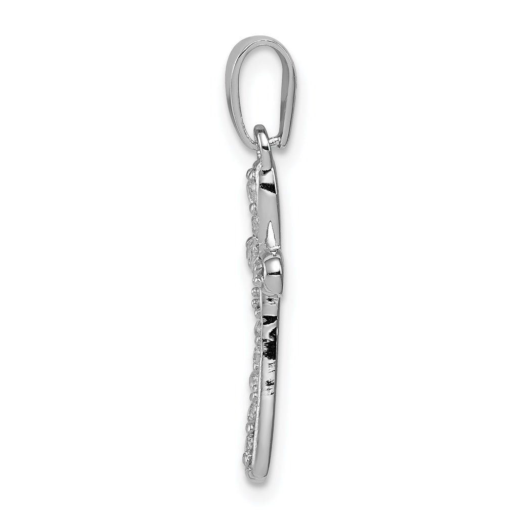 Sophia Jewelers Sterling Silver CZ Cross Pendant with Rhodium Finish Elegance