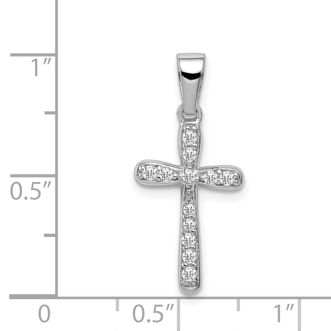 Sophia Jewelers Sterling Silver CZ Cross Pendant with Rhodium Finish Elegance