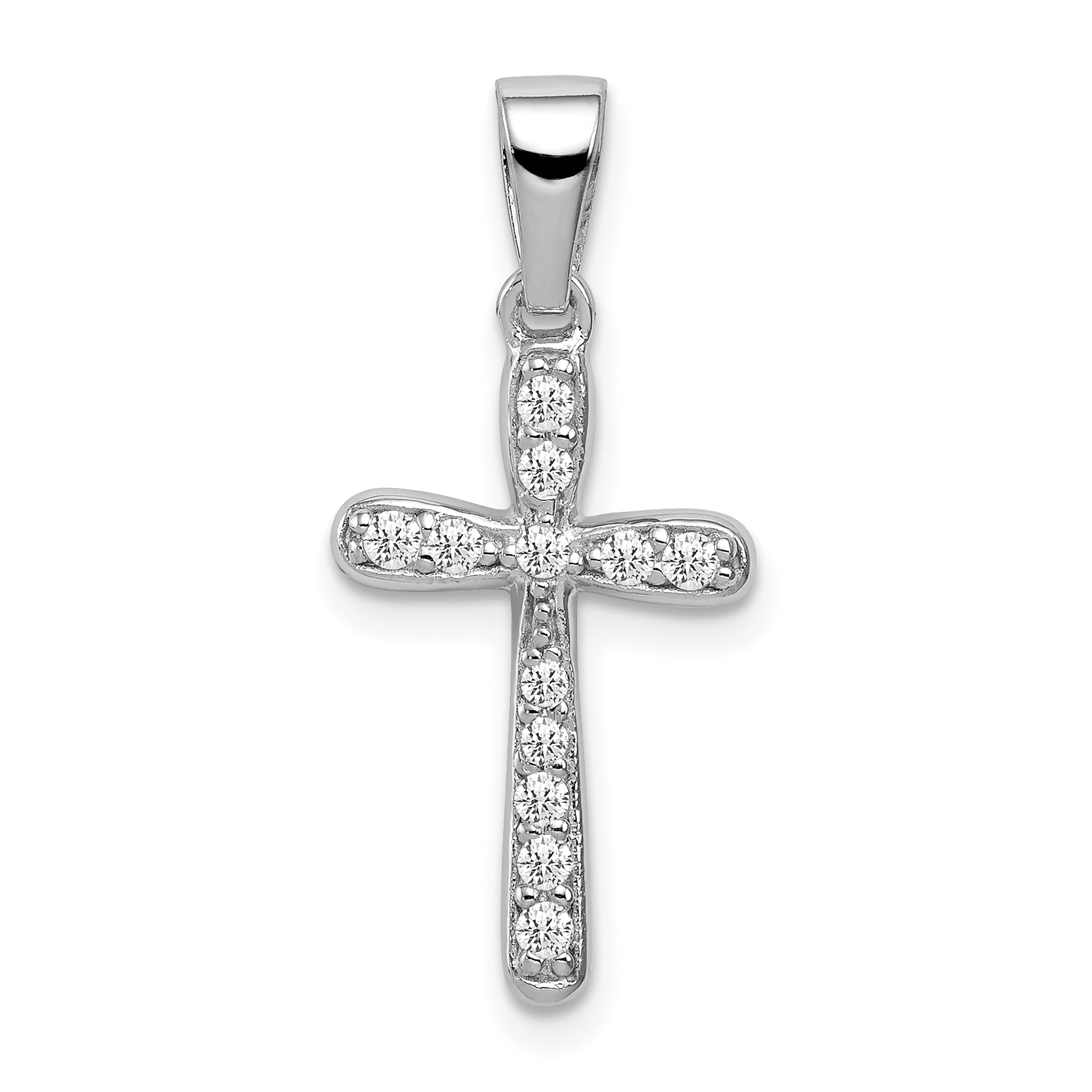 Sterling Silver Rhodium Plated CZ Cross Pendant Main image