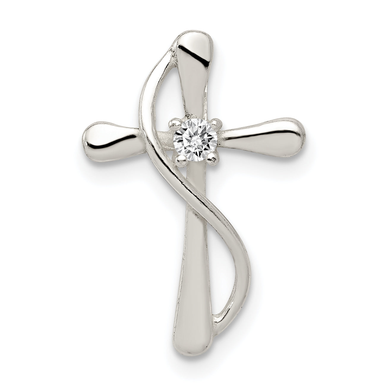 Sterling Silver Polished CZ Cross Pendant Main image