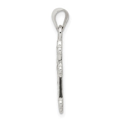 Sterling Silver 925 Cross Pendant with Clear CZ Anti-Tarnish Finish