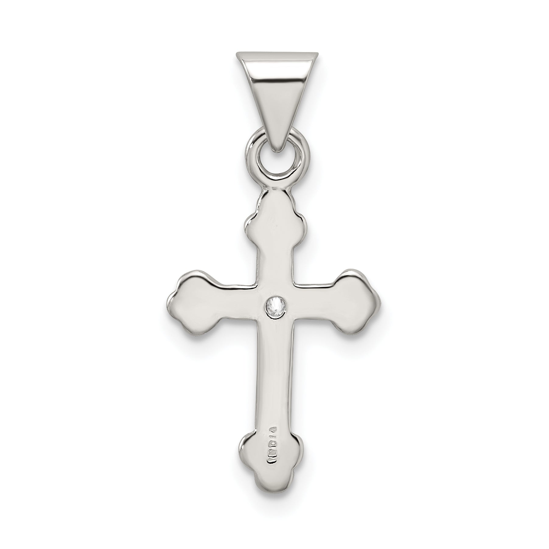 Sterling Silver 925 Cross Pendant with Clear CZ Anti-Tarnish Finish