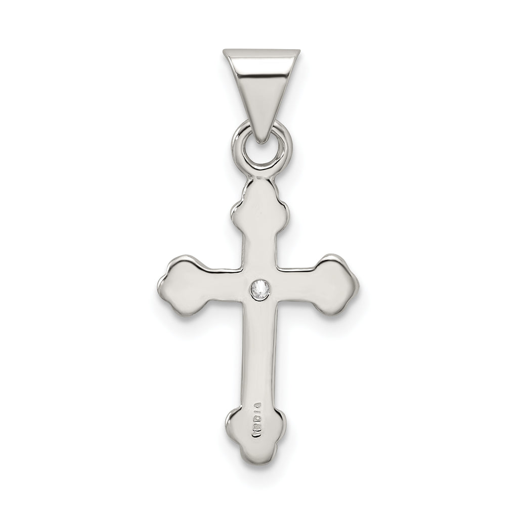 Sterling Silver 925 Cross Pendant with Clear CZ Anti-Tarnish Finish