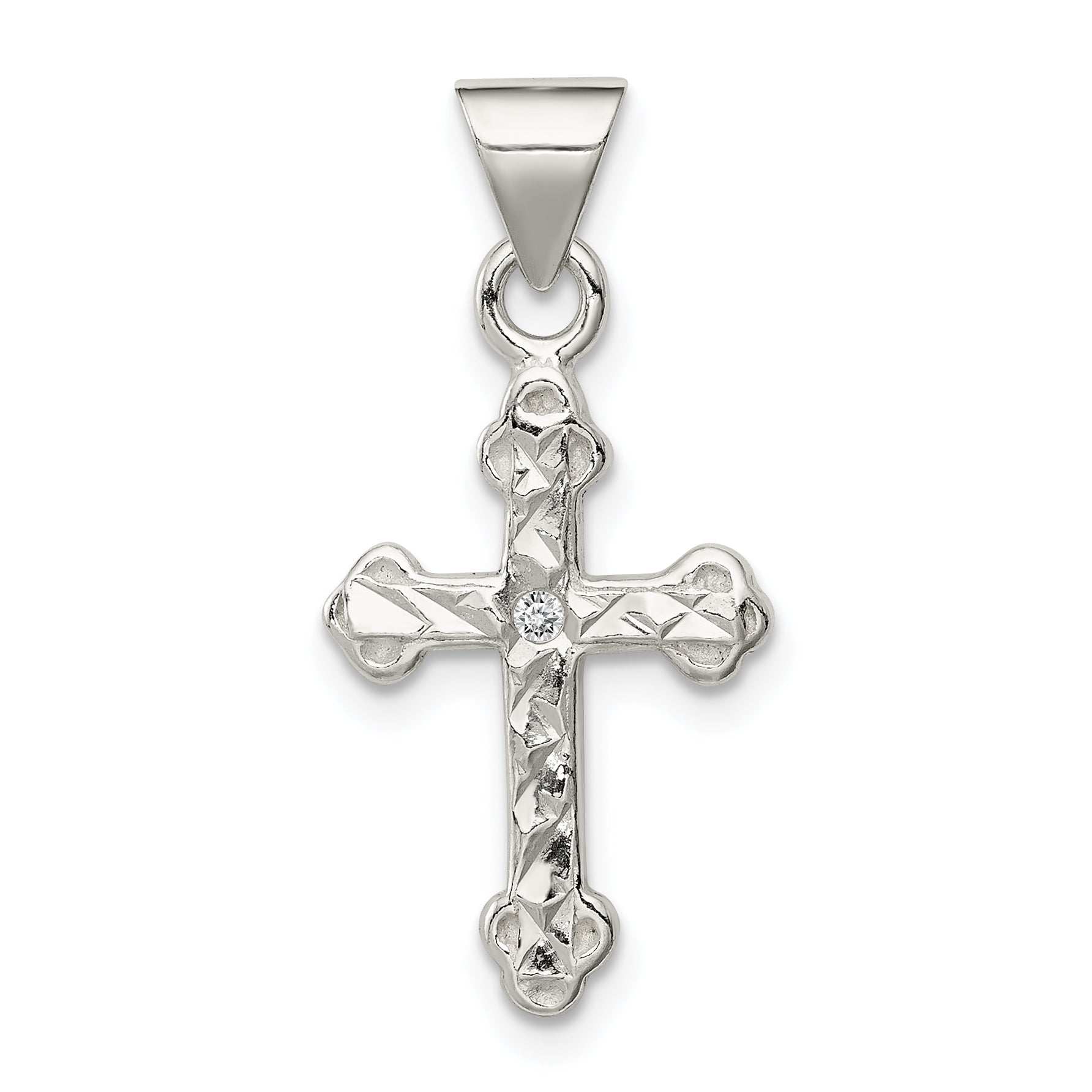 Sterling Silver Cross with CZ Pendant Main image