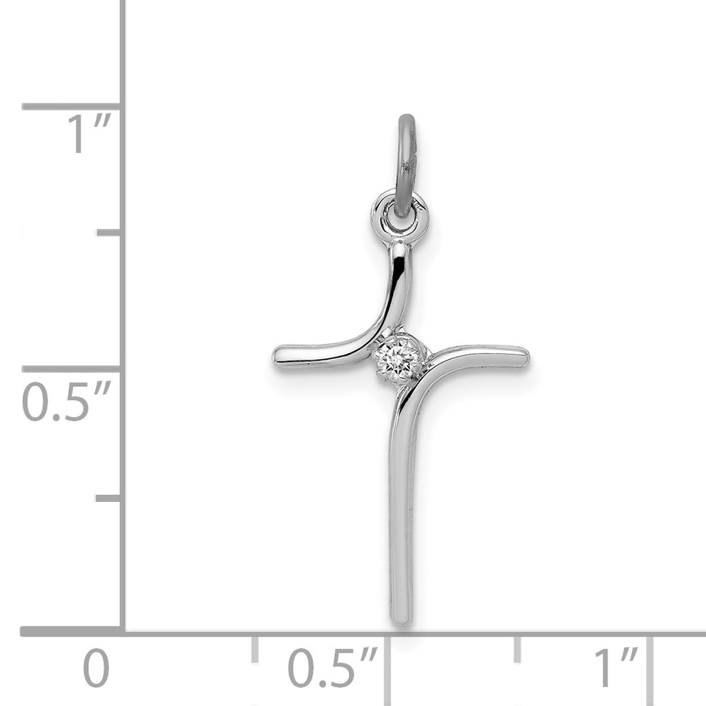 Sophia Jewelers Sterling Silver CZ Cross Pendant Rhodium-Plated Elegance