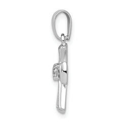 Sterling Silver 925 CZ Cross Pendant with Rhodium Polished Finish