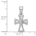 Sterling Silver 925 CZ Cross Pendant with Rhodium Polished Finish