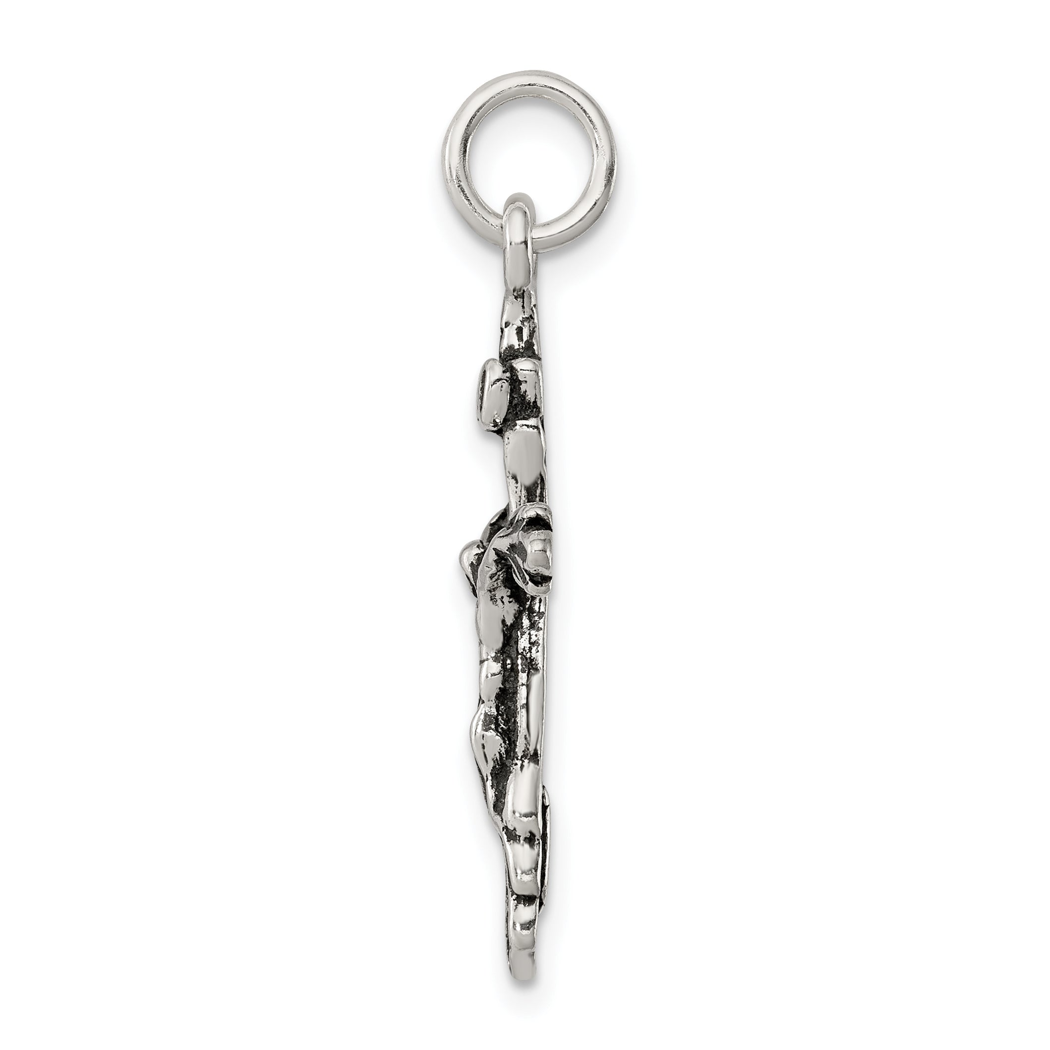 Sterling Silver 925 Crucifix Charm with Antiqued Finish Elegant Pendant Secondary image
