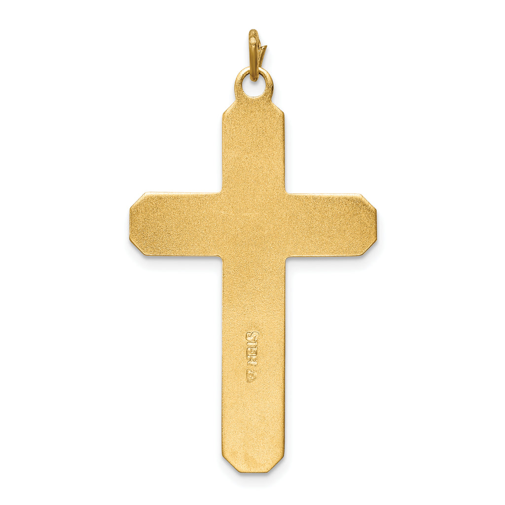 Sterling Silver 925 Polished Satin Cross Pendant with Rhodium Plating