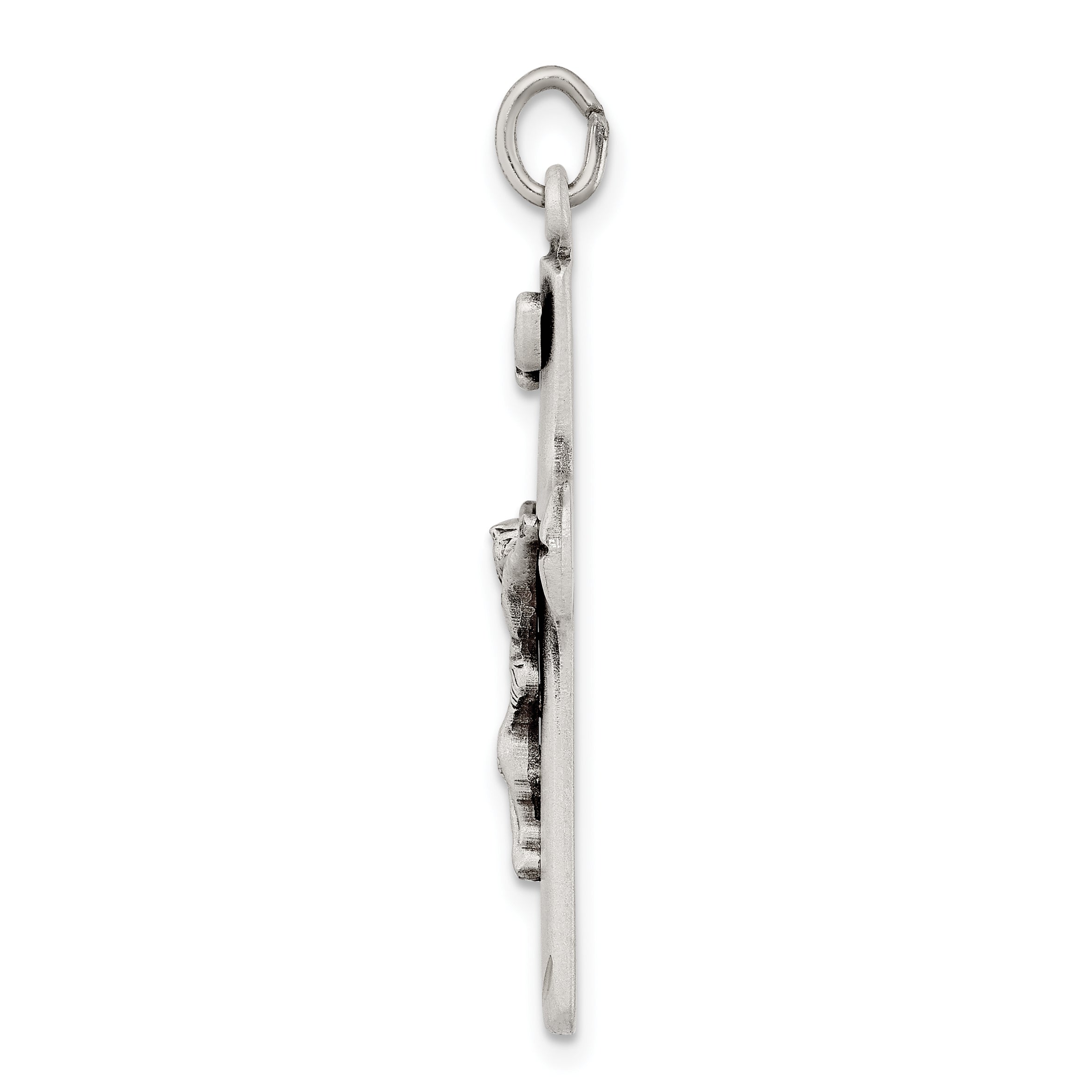 Sterling Silver 925 Crucifix Pendant with Satin Antiqued Finish Secondary image