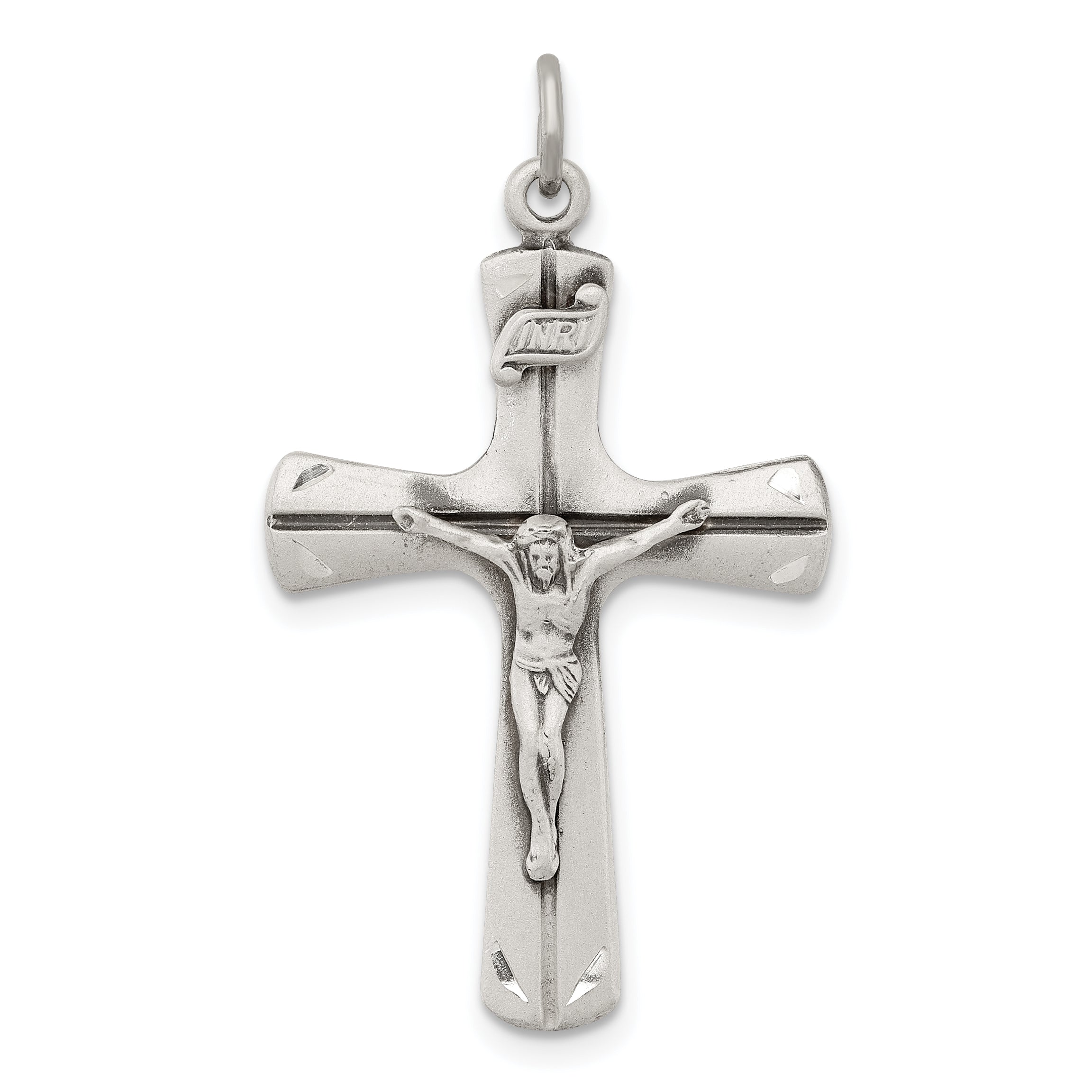 Sterling Silver Satin Antiqued Crucifix Pendant Main image