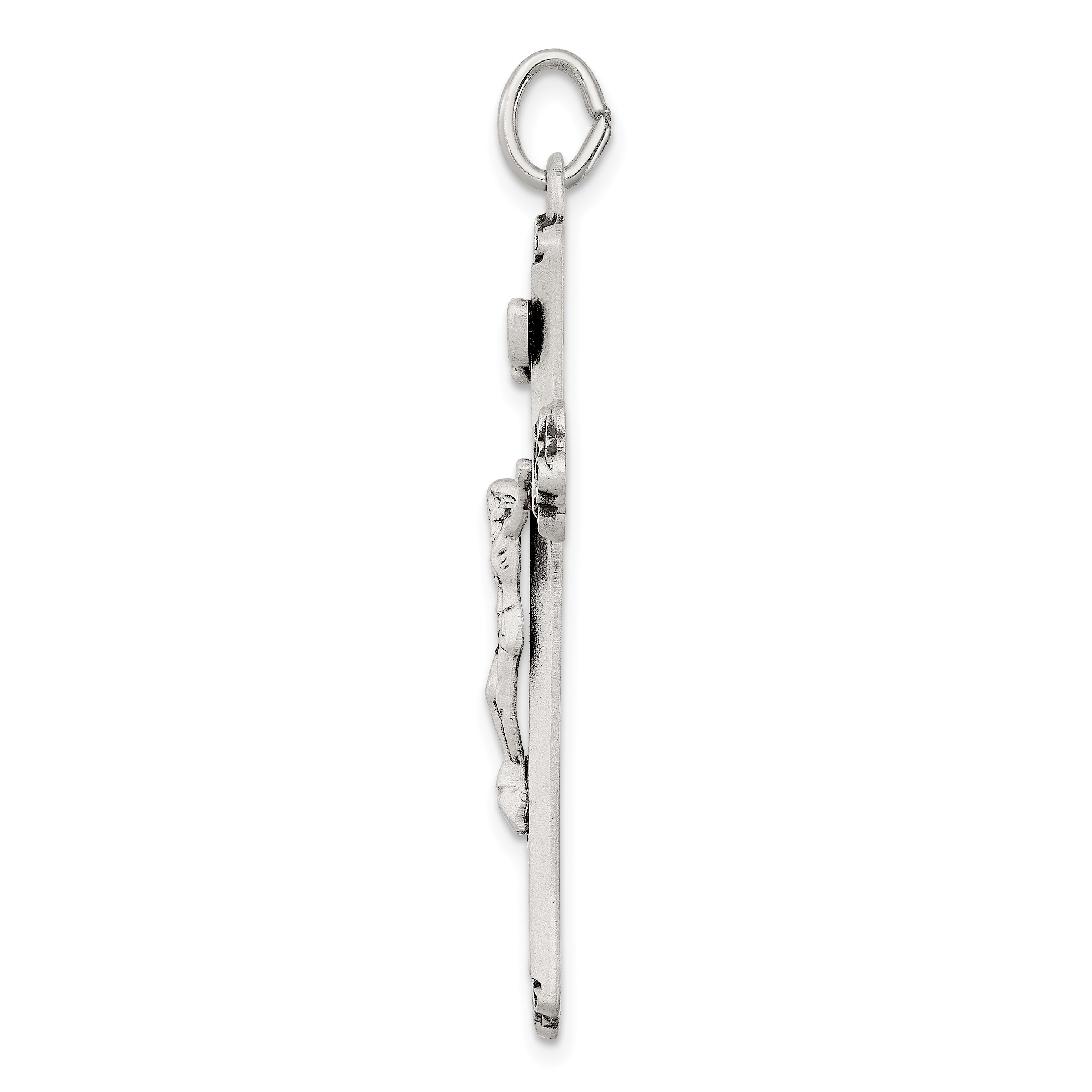 Sterling Silver Satin Halo Cross Pendant with Antique Finish