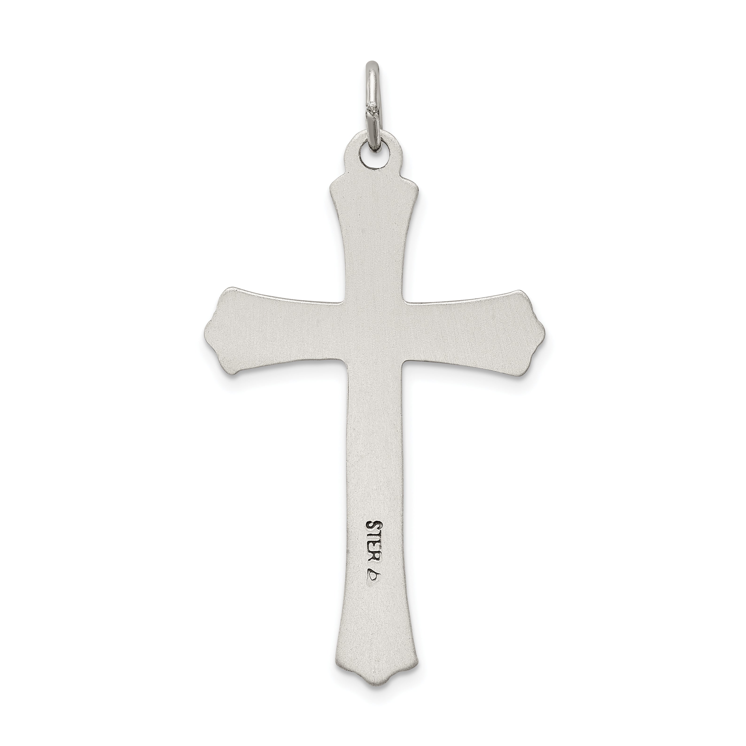 Sterling Silver Satin Halo Cross Pendant with Antique Finish