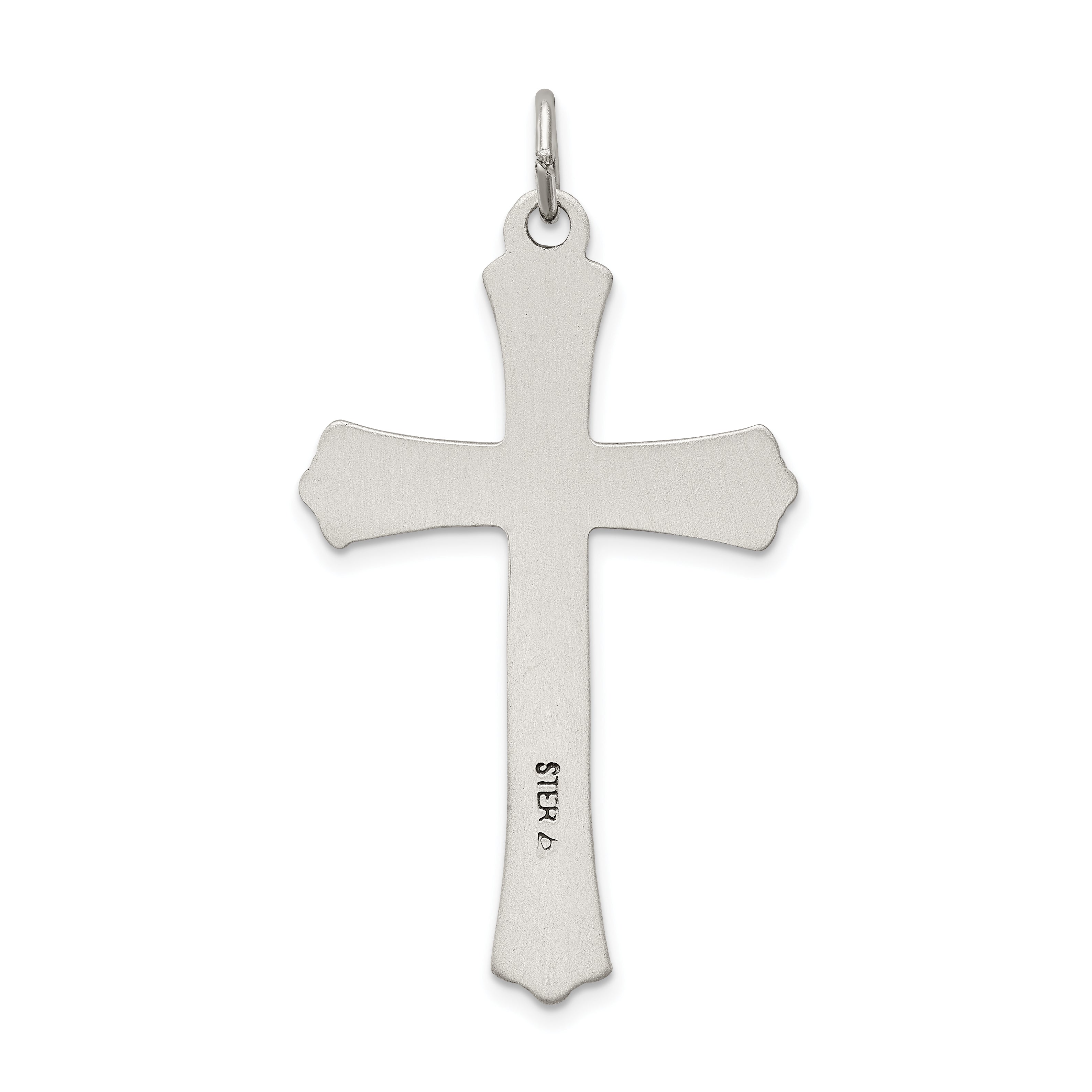 Sterling Silver Antiqued Satin Halo and Corpus Cross Pendant
