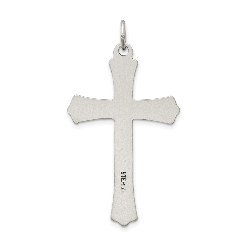 Sterling Silver Satin Halo Cross Pendant with Antique Finish