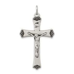 Sterling Silver Antiqued Satin Halo and Corpus Cross Pendant