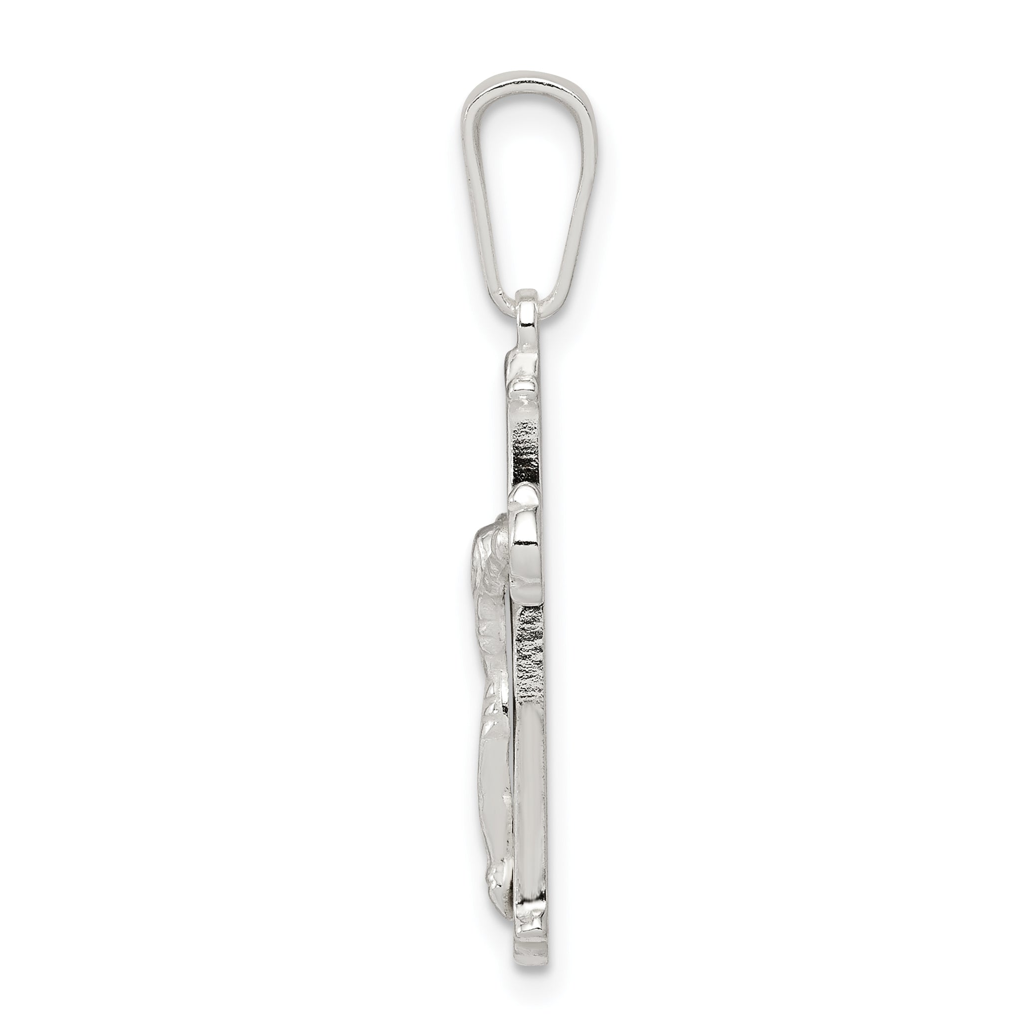 Sterling Silver 925 Polished Crucifix Pendant with Anti-Tarnish Finish