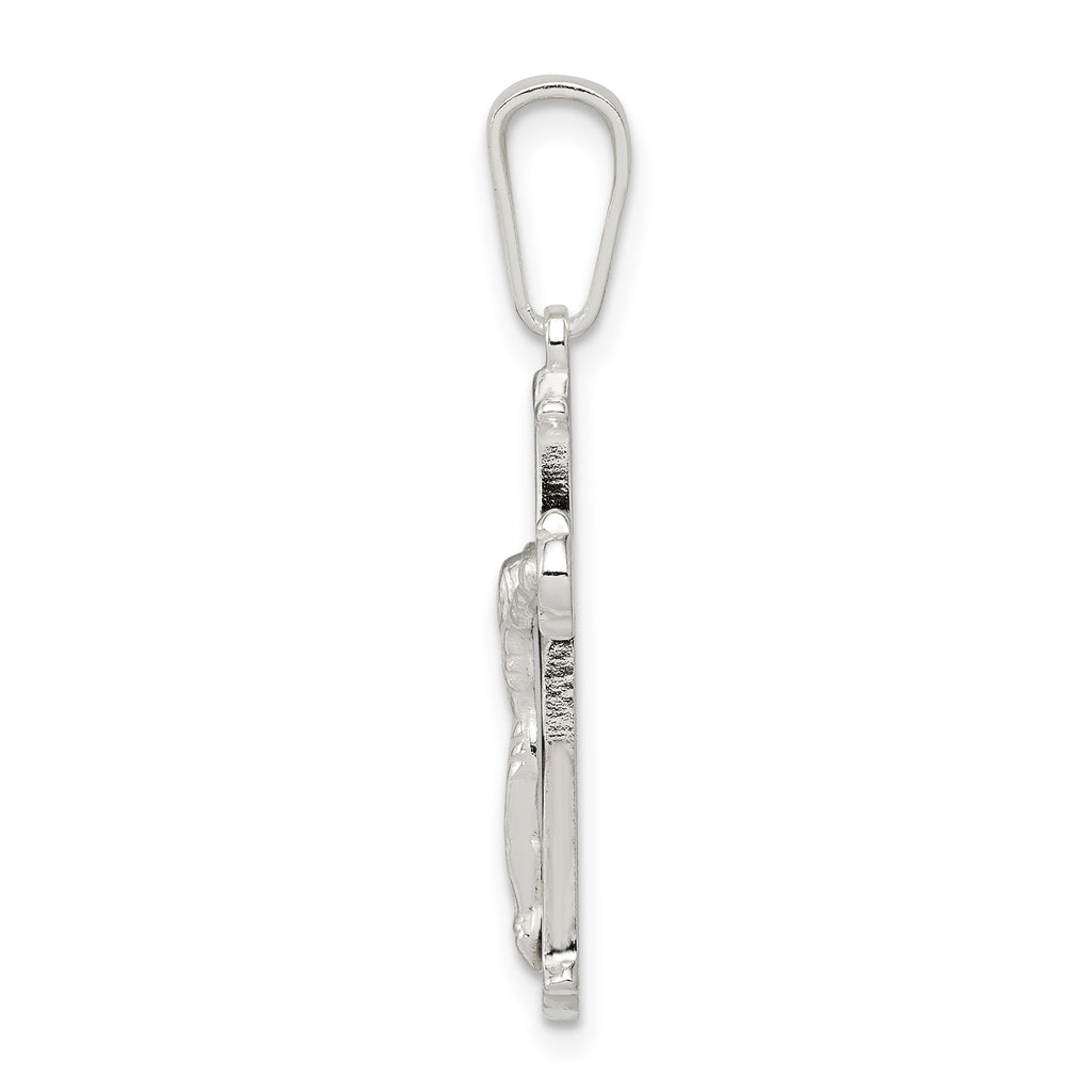 Sterling Silver 925 Polished Crucifix Pendant with Anti-Tarnish Finish