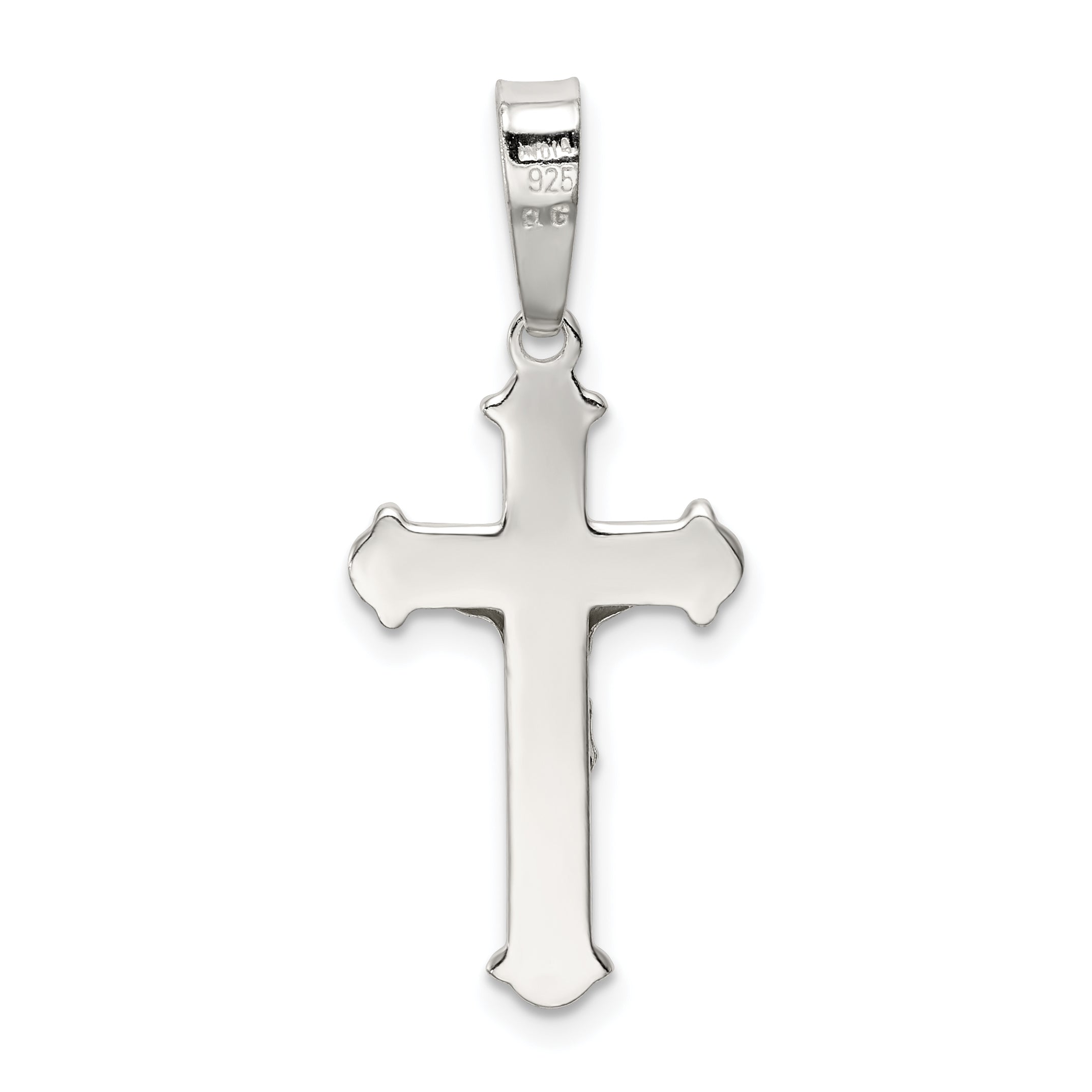 Sterling Silver 925 Polished Crucifix Pendant with Anti-Tarnish Finish