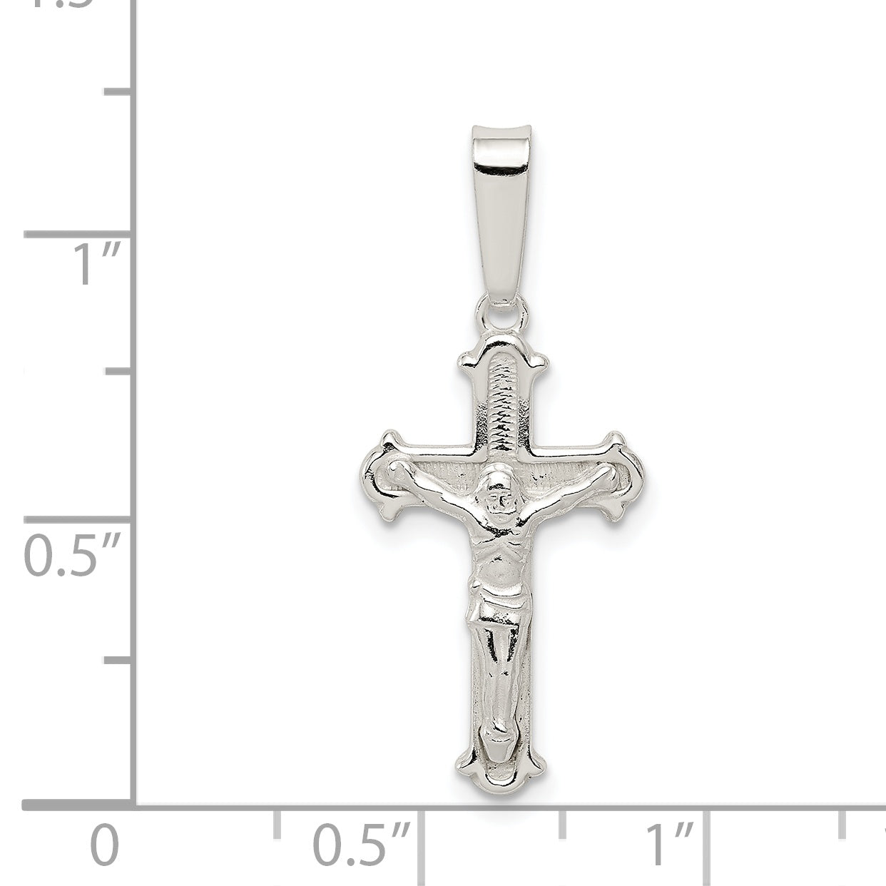 Sterling Silver 925 Polished Crucifix Pendant with Anti-Tarnish Finish