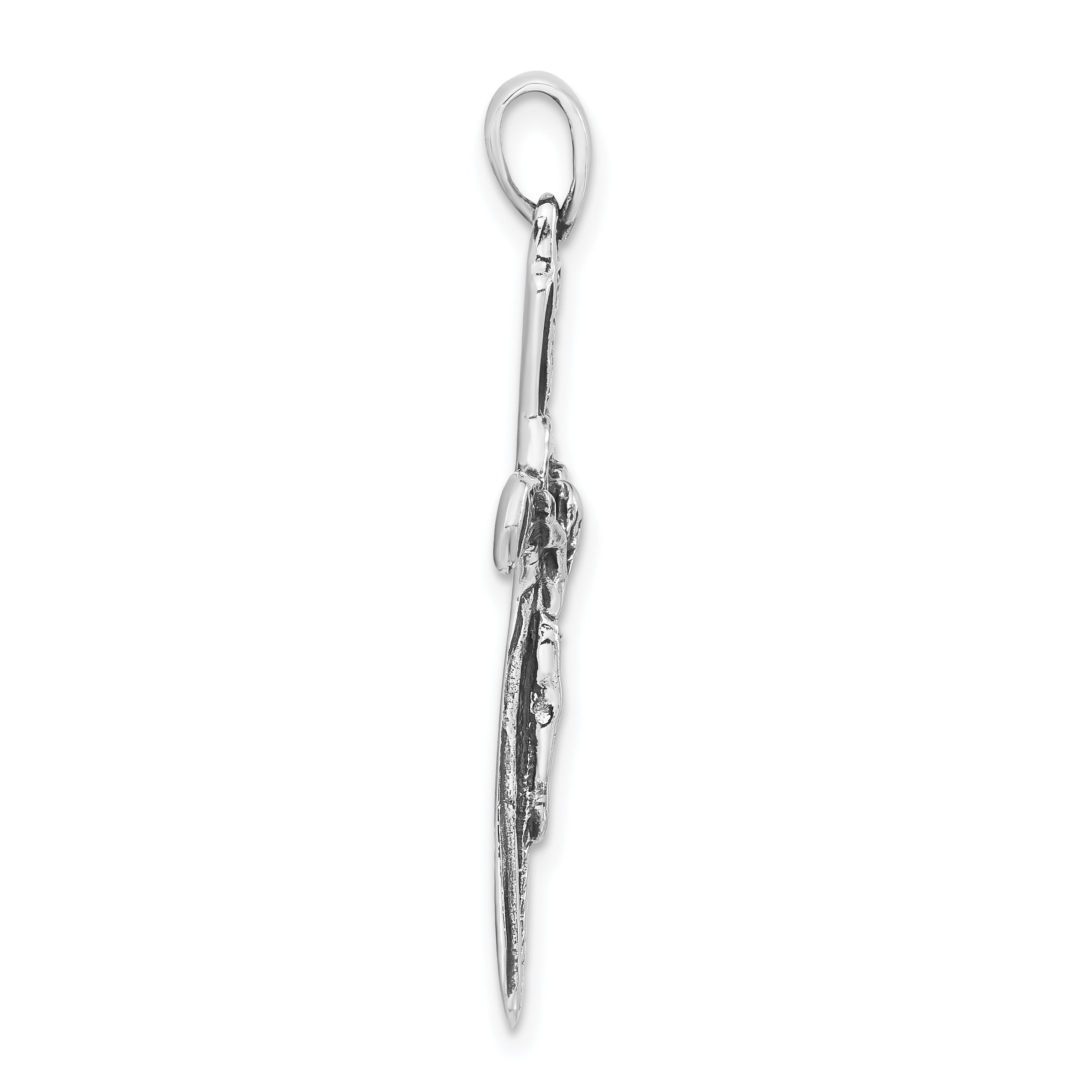 Sterling Silver 925 Unisex Crucifix Pendant Polished & Antiqued Finish