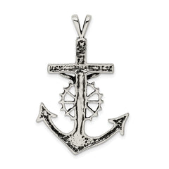 Sterling Silver 925 Polished Mariner Crucifix Charm Elegant Vintage Design