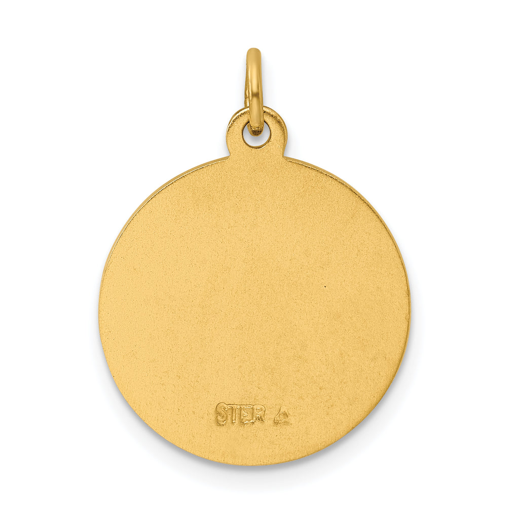 Sterling Silver 925 St. Christopher Medal with Rhodium and Gold Plating
