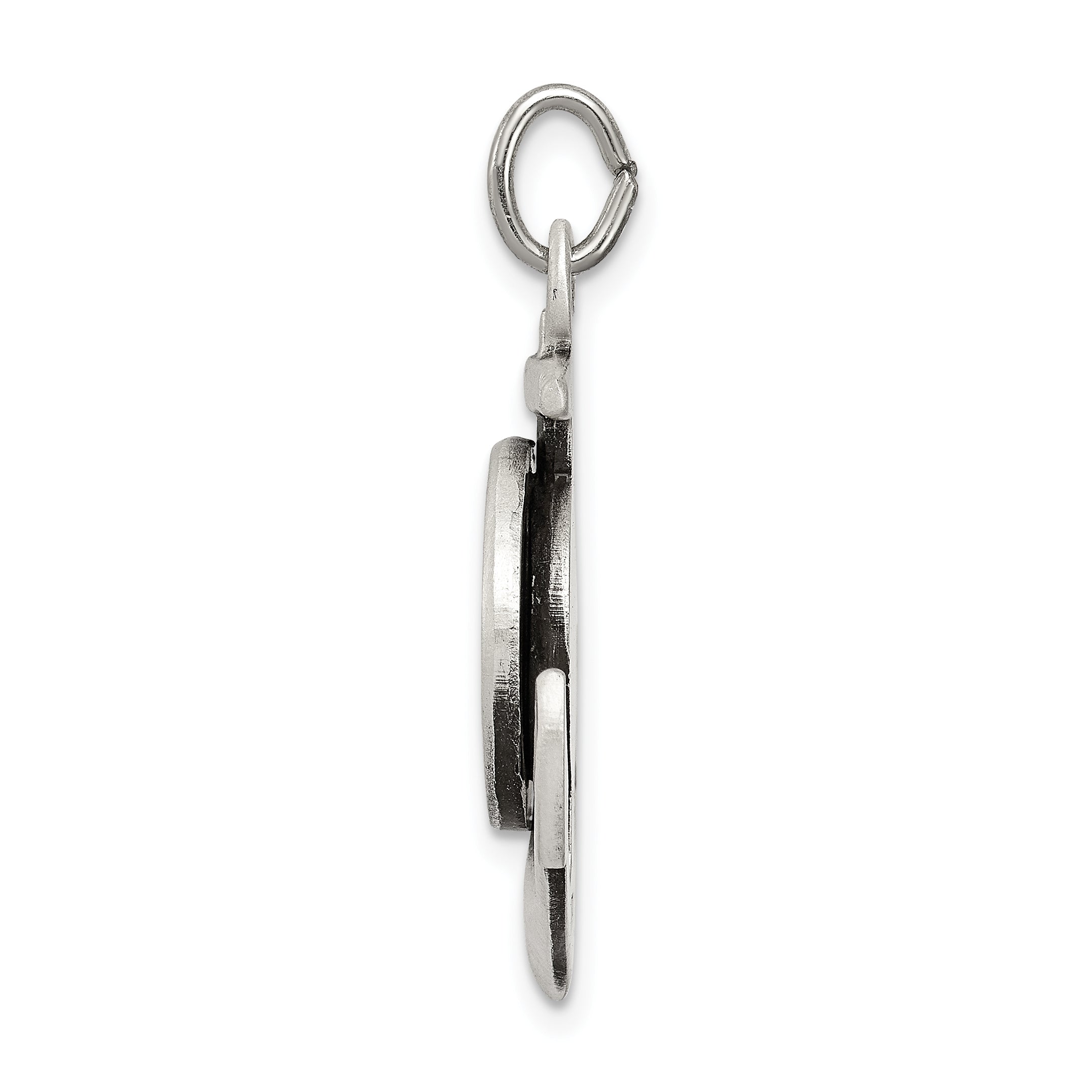 Sterling Silver 925 St Christopher Anchor Pendant Antiqued Finish