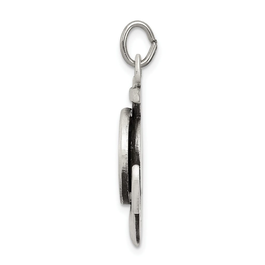 Sterling Silver 925 St Christopher Anchor Pendant Antiqued Finish