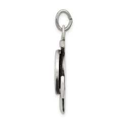 Sterling Silver 925 St Christopher Anchor Pendant Antiqued Finish
