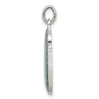 Sterling Silver St. Christopher Pendant with Teal Enamel and Platinum Finish