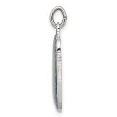 Sterling Silver St. Christopher Pendant with Teal Enamel and Platinum Finish