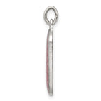 Sterling Silver Pink Enamel St. Christopher Pendant with Platinum Finish