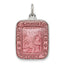 Sterling Silver Pink Enamel Square St. Christopher Medal Pendant