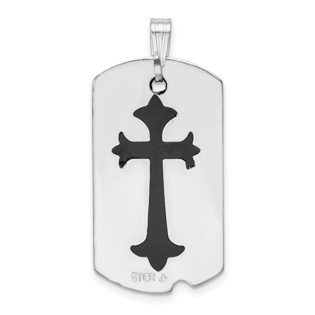 Sophia Jewelers Sterling Silver Rhodium-Plated Black Epoxy Cross Pendant