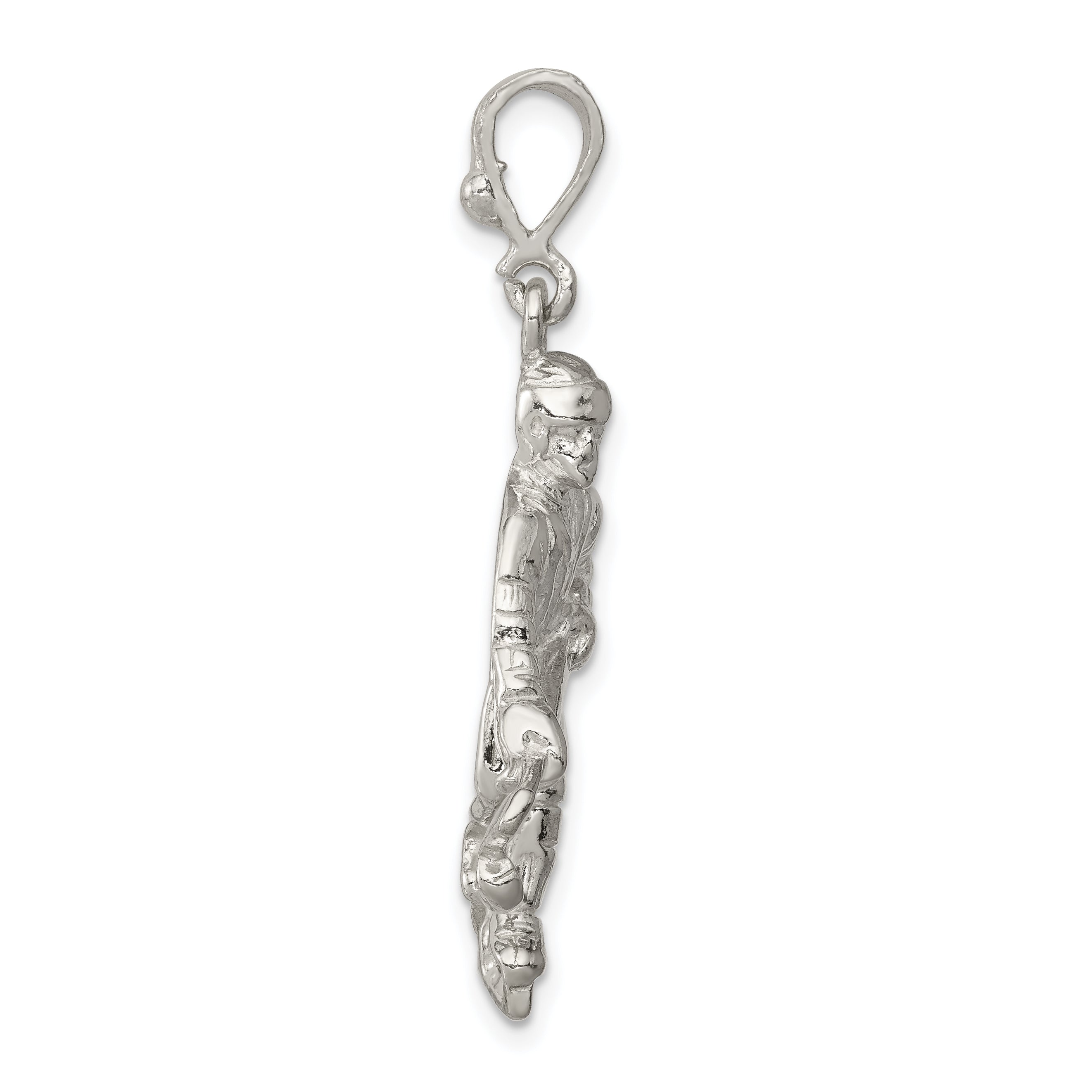 Sterling Silver 925 Hockey Player Pendant With Polished Anti-Tarnish Finish